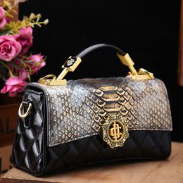 High quality designer luxury contrasting women's leather snake pattern tote bag 2024 new fashionable single shoulder crossbody bag