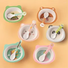 Bowls Tableware Bowl And Spoon Combination Can Come Into Contact With Bamboo Fiber Materials Childrens Feeding Durable