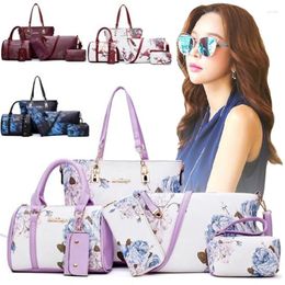 Bag 2024 Women's Shoulder Handbag 6 Piece Set Of Chinese Style Leather Bags Clutch Wallet Composite Crossbody