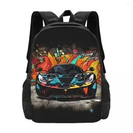 Backpack Passionate Sports Car Graffiti Cartoon Male Polyester College Backpacks Big Kawaii School Bags Rucksack