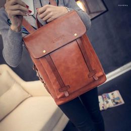 Backpack Vintage Retro Unisex PU Leather Teenage Fashion Mens Backpacks Man Girl Student Bag Large Capacity Schoolbag Brand