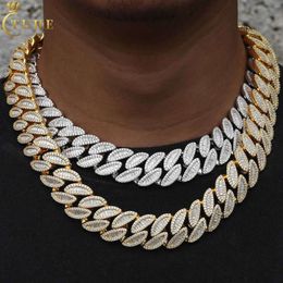 Cubana Hip Hop Jewellery Mens 20mm 925 Sterling Sier Vvs Baguette Moissanite Diamond Iced Out Leaf Cuban Link Chain Necklace