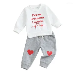 Clothing Sets Born Baby Boy Valentines Day Outfit Crewneck Sweatshirt Jogger Pants Set Spring Tracksuit Sweatsuit Clothes