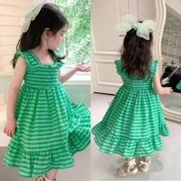 Girl Dresses Girls Casual Striped Print Pleated Slip Dress Summer Baby Kids Clothes For 3 To 7 Years