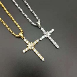 Designer Pendant Necklaces Hot Selling Jewellery Titanium Steel/stainless Steel Gold-plated Aaa Zircon Cross Small