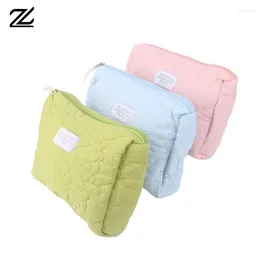 Storage Bags 1Pc Women 5 Colors Flower Cosmetic Bag Quilted Cotton Soft Makeup Case Pouch Zipper Large Toiletry For Girl