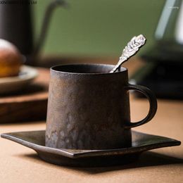 Mugs Ceramic Coffee Cup Japanese Style And Saucer Set Creative Gilt Retro Mug Tea Small Tray Household Water With