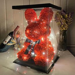 Eternal Flower Rabbit Rose Bear Gift Box for Friend Girlfriend Valentines Day Birthday Wedding Anniversary Years 240418
