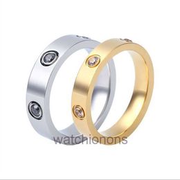 High-end Carteer Luxury Ring version of niche six diamond ring minimalist titanium steel couple plain pair closed one letter nail for women