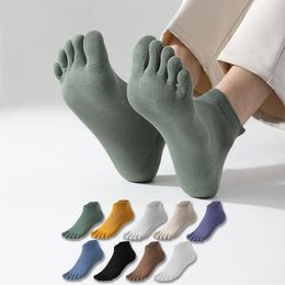 Men's Socks Fashion Summer Split Toe Solid Color Soft Mesh Breathable Cotton Five-Finger Boat Outdoor Sports Short