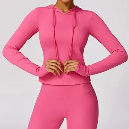 Active Shirts Yoga Hooded Long Sleeves Women's Activewear Tops Sleeve Fitness Tight Exercise Bike Outerwear