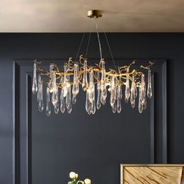 Dekoracyjny żyrandol Projekt wnętrz LED kropel deszczowy żyrandol kuchenny salon luksusowy nowoczesny żyrandol