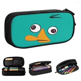 Perry The Platypus Face Pencil Case Classic Pen Box Bags Kids Large Storage Students School Gift Pouch