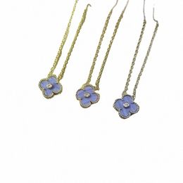 pendant Necklaces Love Clover Designer Charm for Women Light Purple Ste Diamd Goth Sailormo Sister Whale Moissanite Chain Choker Necklace Jewelr f2K8#