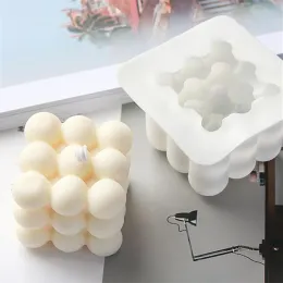 Moulds XiaoXiang Rubik's Cube Silicone Soap Mould Wedding Cake Decorating Tools Candle Fondant Chocolate Clay Moulds For Baking M2030