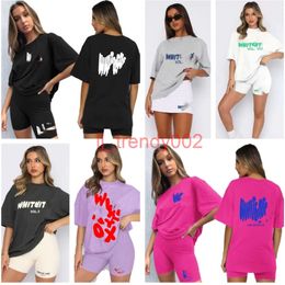 Girl White Shirt sets Women Tshirt Designer T Shirt Summer Tops Loose Solid Color Sweatshirt Tee Luxury Casual Clothes Tide Sprayed Tops Women foxys Tracksuit Suit ox