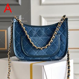 10A mirror quality luxury denim crossbody bag designer Hobo handbag 20cm calf leather shoulder bag with box YC412