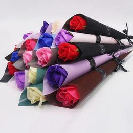 Decorative Flowers 1pc Soap Rose Bouquet Valentines Day Gift For Fridend Wedding Home Decorations Holding Artificial