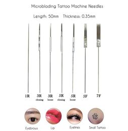 Microblading Machine Needles Eyebrow Machine Tattoo Needles Permanent Makeup Tattoo Supplies Round Flat Needles Eyebrow Lip Bleach1276623