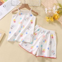 Clothing Sets Children's Suspender Pants Skirt Suit Summer Girls' Cotton Pajamas Home Wear Sweat-absorbing Vest Short Baby Air-condition