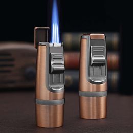 Triple Jet Flame Cigar Lighter Windproof Metal Cigar Lighter With Cigar Punch