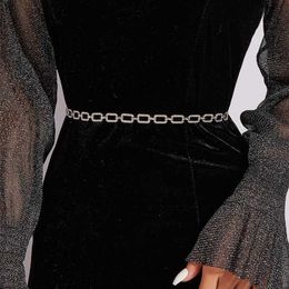 Waist Chain Belts Womens Rhinestone Belt Metal Slim Waist Chain High Quality Versatile Dress Trendy Belt Bright Bride Bling Waist Chain Belt