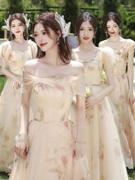 Party Dresses Harajpee Romantic Bridesmaid Spring Summer Mid Length 2024 Dress Sweet Fairy Sisters Group Wedding Women Vestido