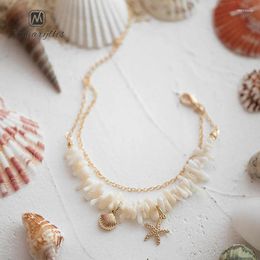 Charm Bracelets Amaiyllis Beach Sea Star Shell Charms Bracelet For Women Bohemia Chips Strand Ocean Style Pulseras