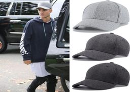 CapBlackGray Men Big Head Baseball Colour Adult Peaked Cap With Large Size Circumference 5562cm Wool Hip Hop Hat7282072