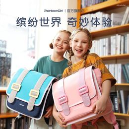 Backpack Elementary School Students Schoolbag Fashion Horizontal PU Waterproof Load-relief Reduction Spine Kids Bags