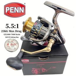 PENN GX1000-7000 Fishing Reel with 131 High-End Bearings 25KG Max Drag and Bonus PE Fishing Line Gift 240411
