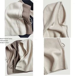 Cashmere Berets Hat Pure Knitted Women Outdoor Winter Warm Cable Flower Scarf Multi Use Original Quality