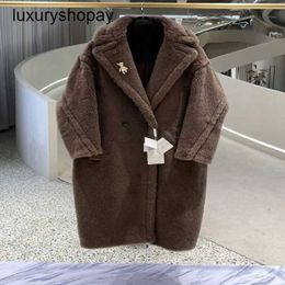 Maxmaras Coat Teddy Bear Womens Cashmere Coats Wool Winter 2024 New m Family Same Style Dove Grey Fur Particle Camel Fleece Medium