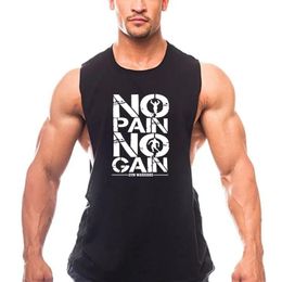 Gym Casual Tank Top Mens Printed Fashion Fitness Vest Muscle Sleeveless Sporting Running Workout Clothing Cool Singlets 240425