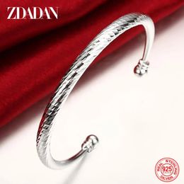 ZDADAN 925 Sterling Silver Open Cuff Bracelet Bangles For Women Fashion Jewellery Party Gifts 240417