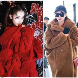Maxmaras Coat Teddy Bear Womens Cashmere Coats Wool Winter Song Qian Liu Tao Same Style Pink Mid Length Imitation with Co 5ic9
