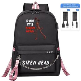 Backpack Monster Siren Head Printing Children Students Schoolbag USB Cartoon Boys Girls School Men Woman Laptop Shoulder Bag