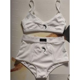 Bras Womens Wire Comfortable Sports Underwear Set Fashion Brief Bra Vintage Black White Lingerie Drop Delivery Apparel Othqj