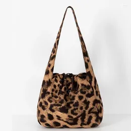 Shoulder Bags Leopard Print Zebra Large Capacity Lazy Style Ins Hand-held Bag Shopping Minimalist Artistic Canvas Backpack