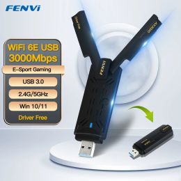 Cards WiFi6E USB3.0 WiFi Adapter AX3000 TriBand 2.4G/5G/6GHz Wireless Network Card WiFi Dongle Wlan Receiver For Win10/11 Driver Free