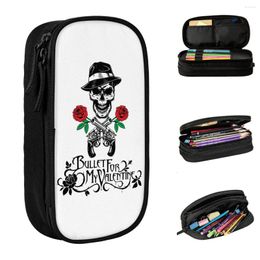 For My Valentine Pencil Cases Skull Metal Music Pen Box Bags Student Big Capacity Students School Gift Pencilcases