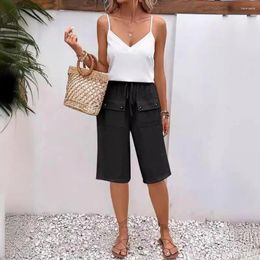 Women's Shorts Buttoned Casual Stylish Knee Length With Drawstring Elastic Waist Front Pockets For Daily