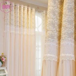 Curtain Lace Double-layer Chiffon Embroidery Orange Pink Patchwork Curtains For Living Room Bedroom French Window Balcony