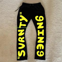 Black Casual Pants Men and Women Ins Letters Printed Cotton Y2k Hundred Sports Pants Street Style Loose Comfortable Pants 240410