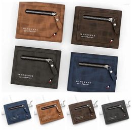 Wallets Men's Zipper Short Wallet Multifunctional Vertical Three Fold Coin Purse Men PU Leather Card Holder Gifts