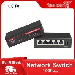 Switches IENRON Gigabit Switch 5 Port 1000 Mbps Desktop Network Switch IEEE802.3AT/AF 5V for IP Camera /Wifi Route/Security Surveillance