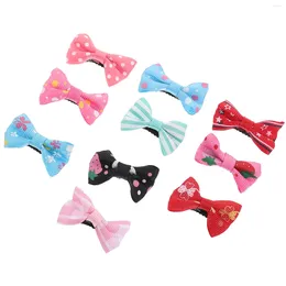 Dog Apparel 10 Pcs Pet Hairpin Clip Accessories Mini Clips Alligator Barrettes Accessory Fabric Colorful Rubber Bands