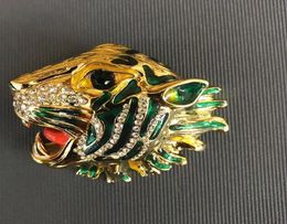 NewTiger Head Brooch with Stamp Bling Bling Rhinestone Animal Tiger Brooch Suit Lapel Pin Fashion Jewellery Gift2962954