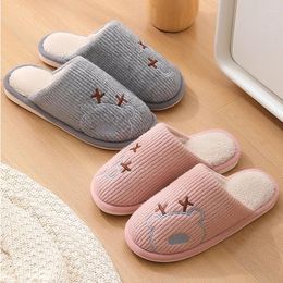 Slippers Men's Winter Home Cotton Slipper Women's House Non-slip Warm Comfortable Plush Bedroom Shoes