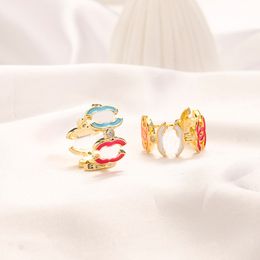 20style High-quality Simple Fashion 18K Gold Plated Letter Women Designer Studs Ear Loop Stainless Steel Polyhedral alphabet Engagement Couple Jewellery